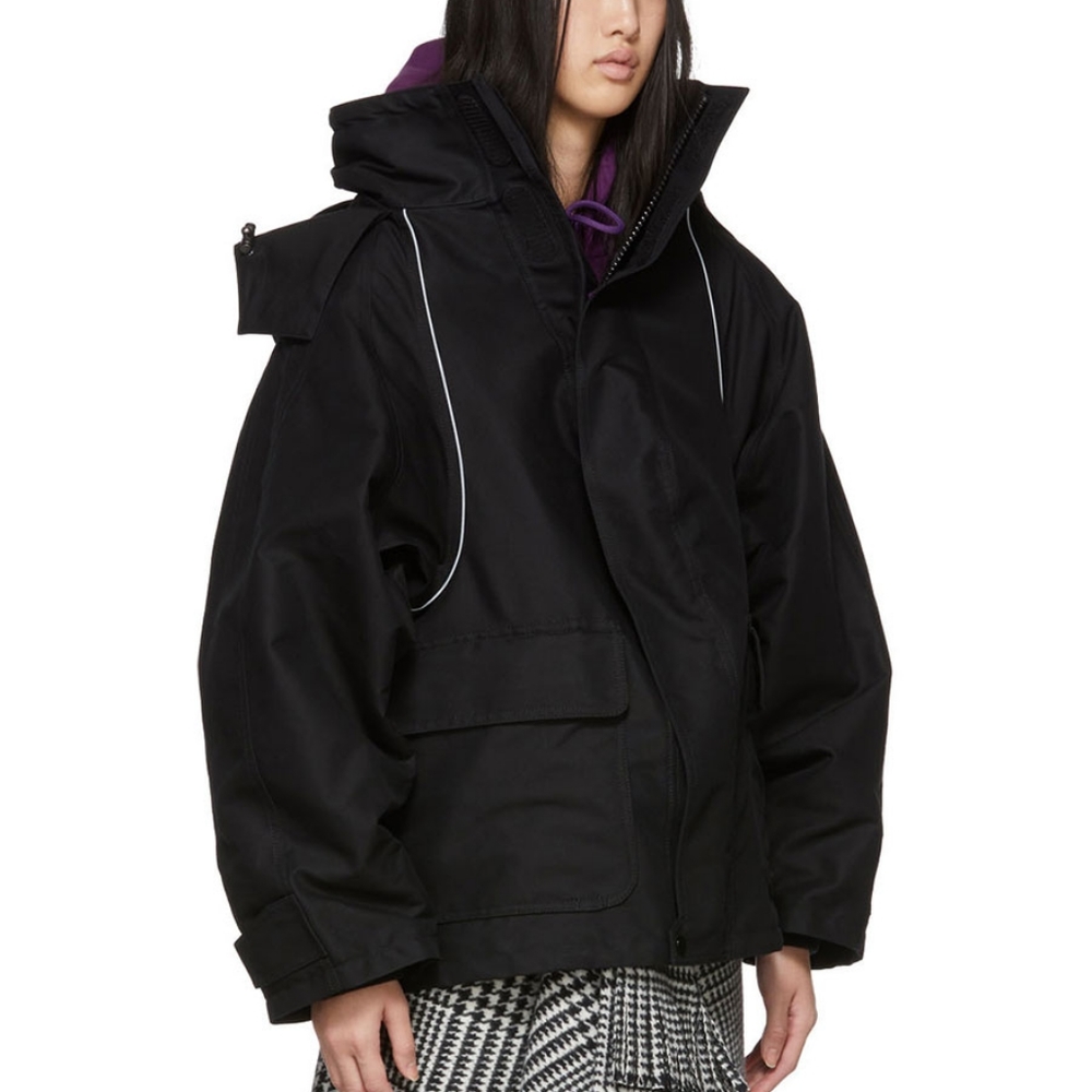 Balenciaga Black Swing Parka Jacket Size L